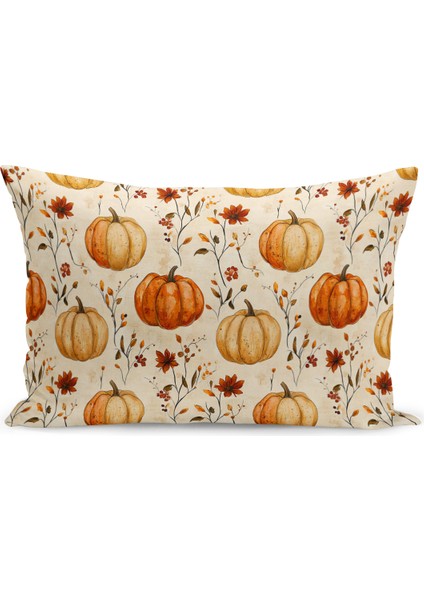 Sonbahar Ekose Serisi Çift Tarafı Baskılı Kırlent Kılıfı (Halloween Autumn Cushion Cover)