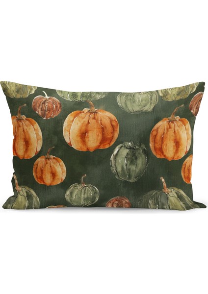 Sonbahar Ekose Serisi Çift Tarafı Baskılı Kırlent Kılıfı (Halloween Autumn Cushion Cover)