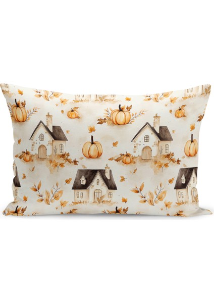 Sonbahar Ekose Serisi Çift Tarafı Baskılı Kırlent Kılıfı (Halloween Autumn Cushion Cover)