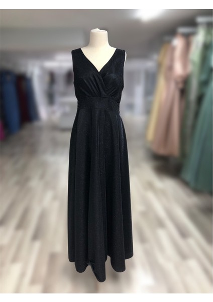 Simli Kalın Askılı Siyah Özel Gün Abiye - Mezuniyet Elbise fiyatları