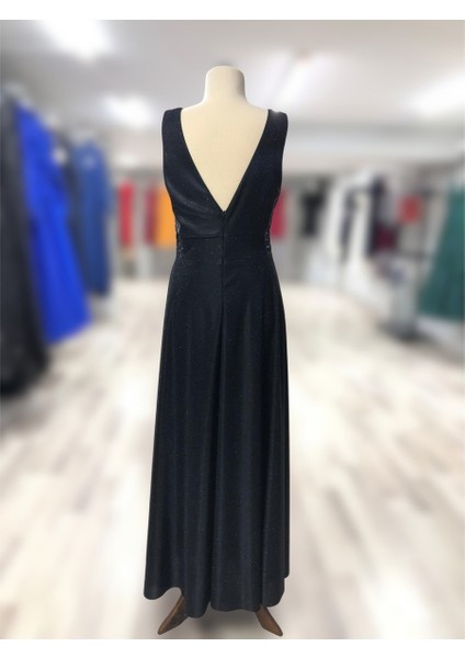 Simli Kalın Askılı Siyah Özel Gün Abiye - Mezuniyet Elbise fırsatları