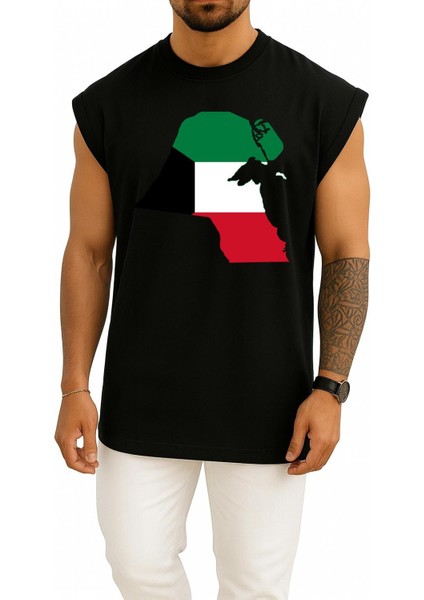 Oversize Kuwait City Flag Of Kuwait Map Göğüs Tasarımlı Atlet