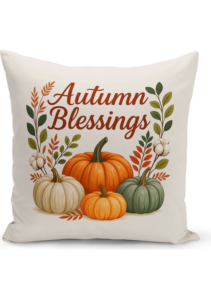 Sonbahar Ekose Serisi Çift Tarafı Baskılı Kırlent Kılıfı (Halloween Autumn Cushion Cover)