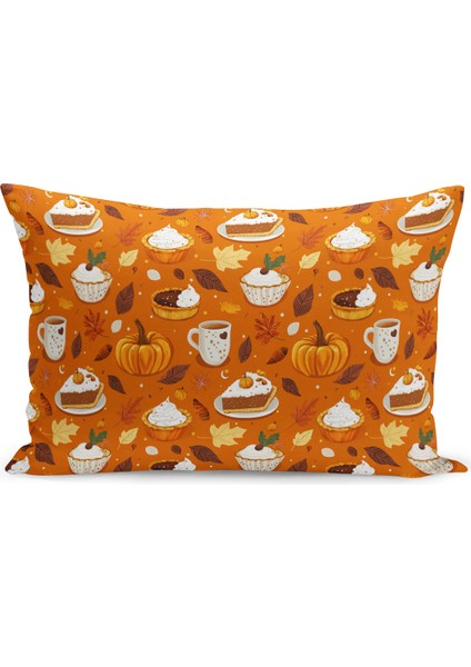 Sonbahar Ekose Serisi Çift Tarafı Baskılı Kırlent Kılıfı (Halloween Autumn Cushion Cover)