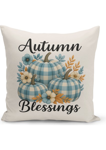 Sonbahar Ekose Serisi Çift Tarafı Baskılı Kırlent Kılıfı (Halloween Autumn Cushion Cover)