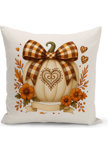 Sonbahar Ekose Serisi Çift Tarafı Baskılı Kırlent Kılıfı (Halloween Autumn Cushion Cover)