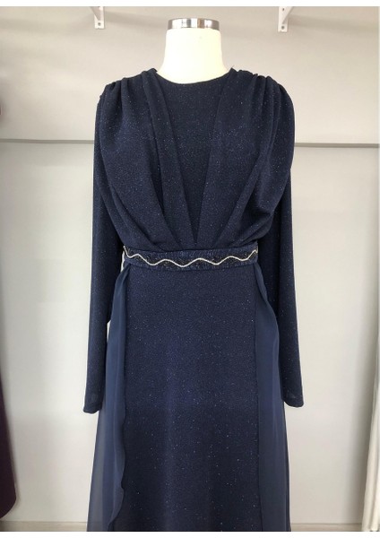 Lacivert Büyük Beden Tesettür Özel Gün Abiye Elbise modelleri