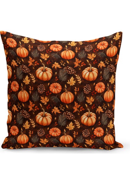 Sonbahar Ekose Serisi Çift Tarafı Baskılı Kırlent Kılıfı (Halloween Autumn Cushion Cover)