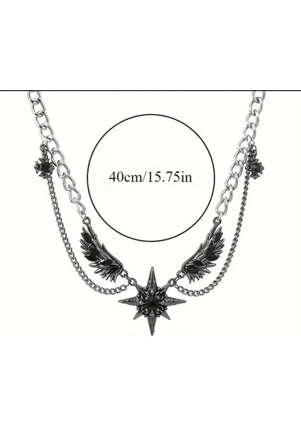 Çelik Çoklu Yıldız Gotik Kolye