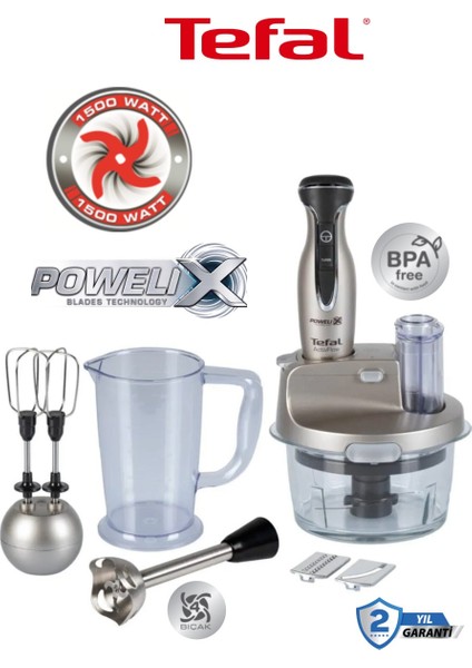 Dilimleyici ve Rende 4 Bıçaklı Powelix 1500W Güç 1,5 Litre Cam Hazneli Mutfak Robotu + Hassas Mutfak Tartısı