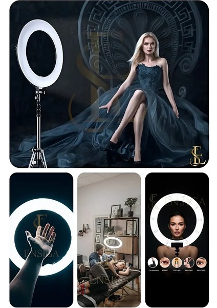 Döküm Ayaklı 21 Inç Rıng Lıght Kumandalı LED 54CM Influencer Kuaför Makyaj Işığı Çantalı fiyatları