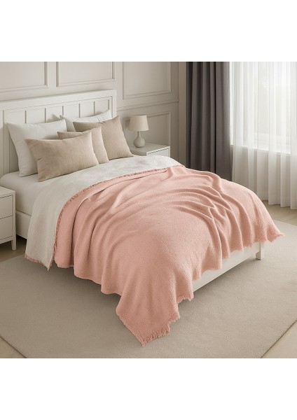 Müslin Tek Kişilik 4 Katlı %100 Pamuk Toz Pembe Renk Yatak Örtüsü 160X230 Cm. indirimleri