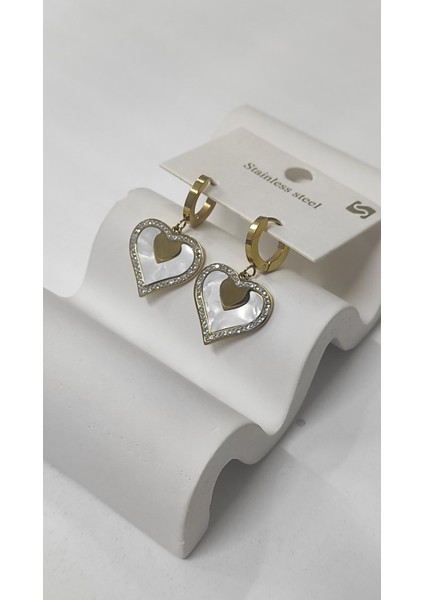 Stainless Steel Kalpli Model Sallantılı Gold Kadın Çelik Küpe