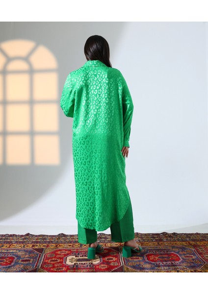 Büyük Beden Saten Işleme Uzun Sofia Keten Tesettür Takım