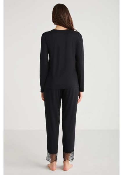 Yumuşak Dokulu Uzun Kol Kadın Pijama Takım 9533 fırsatları