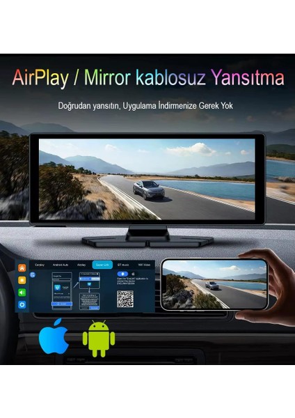 GA83 10 Inç 4K Dvr Araç Içi Elle Dönen Kamera ve Geri Görüş Carplay Android Auto Fm Radyo modelleri