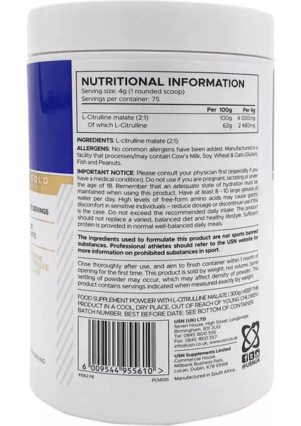 Gold Pure L-Citrulline Sitrulin Malate 300G fiyatları