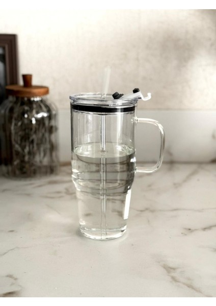 1200 ml Mika Kapaklı Cam Termos – Pipetli Bardak modelleri