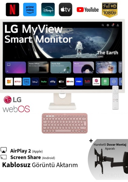 Webos Akıllı Tv Uygulamaları-Monitör Wi-Fi 5 Apple-Android IPS 1920X1080 Fulhd 32 Inç 80 Ekran Smart Monitör Tv-Premium Tasarım
