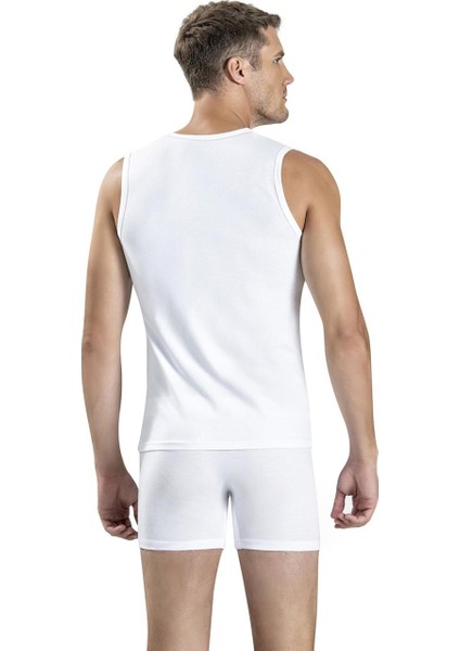 Erkek 6'lı Beyaz Likralı Derin V Yaka Kolsuz Atlet fırsatları