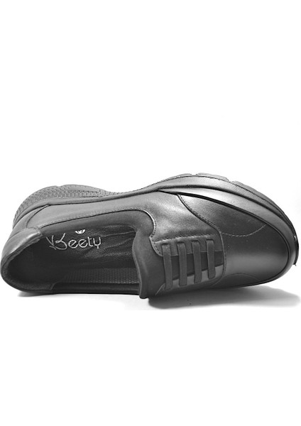 144-045 Hakiki Deri Siyah Ortopedik Streç-Lastikli Kadın Anne Ayakkabı fırsatları