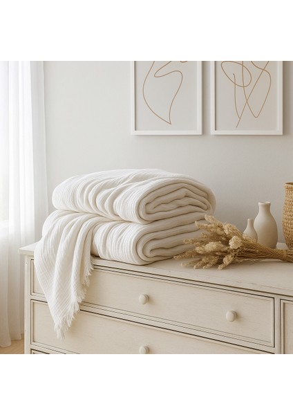 Müslin %100 Pamuk 4 Katlı Tek Kişilik Beyaz Renk Yatak Örtüsü 160X230 cm modelleri