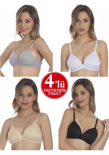 4'lü Asorti Paket Lüks Garson Beden Kız Çocuk Süngerli Alıştırma Sütyen ( Ilk Sütyenim ) ESA41001