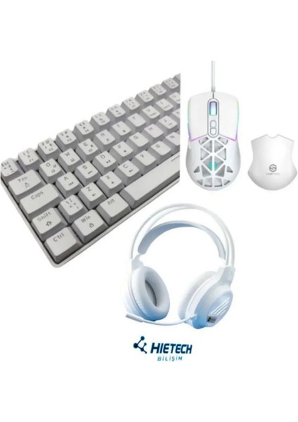 Kablolu Oyuncu Klavyesi Rgb Mekanik Klavye Uyumlu T60 + Oyuncu Mouse + Oyuncu Kulaklık