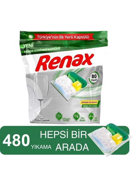 Bulaşık Makinesi Kapsülü Hepsi Bir Arada 480 Li Tablet