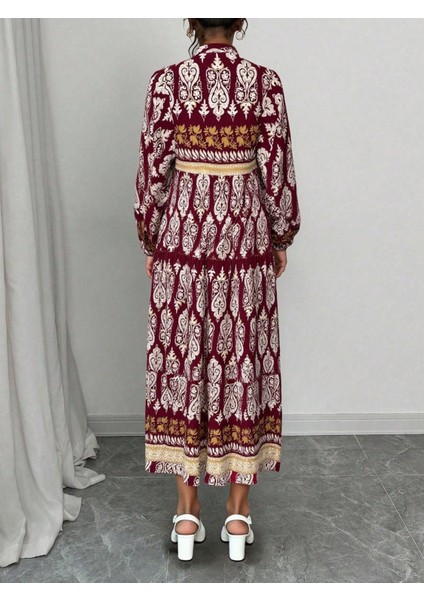 Kadın Vintage Etnik Desenli Uzun Elbise – Rahat ve Şık Günlük Kullanıma Uygun fırsatları