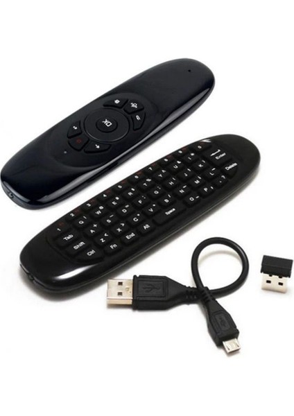 Kablosuz Fare Klavye Air C120 + Qwerty + 6 Eksen Jiroskop – Android / Pc / Smart Tv Uyumlu