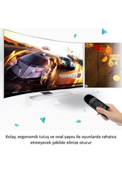 Kablosuz Fare Klavye Air C120 + Qwerty + 6 Eksen Jiroskop – Android / Pc / Smart Tv Uyumlu