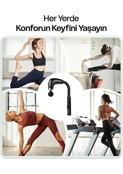 U Şeklinde Derin Doku, Boyun ve Omuz Sırt Bel Uzatılmış Sap Masaj Tabancası Masaj 4 Başlık ve 5 Mod