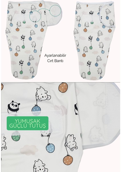 Bebek Kundak | %100 Pamuk Organik Bebek Uyku Tulumu 0-3 Ay – Alt Fermuar ile Kolay Bez Değişimi