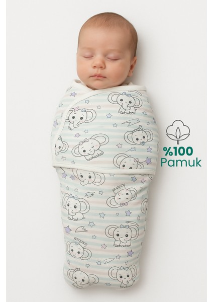 Kız Bebek Uyku Tulumu %100 Organik Pamuk Penye Kundak 0-3 Ay, Fermuarlı Yapısıyla Kolay Bez Değişimi