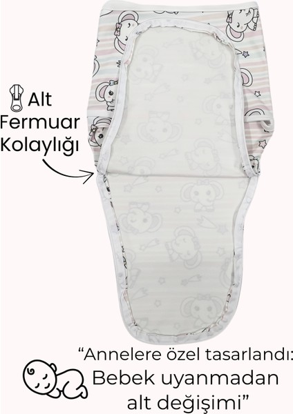 Kız Bebek Uyku Tulumu %100 Organik Pamuk Penye Kundak 0-3 Ay, Fermuarlı Yapısıyla Kolay Bez Değişimi modelleri