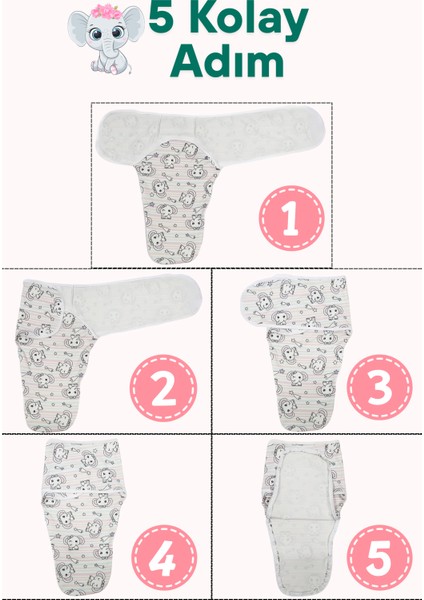 Kız Bebek Uyku Tulumu %100 Organik Pamuk Penye Kundak 0-3 Ay, Fermuarlı Yapısıyla Kolay Bez Değişimi indirimleri