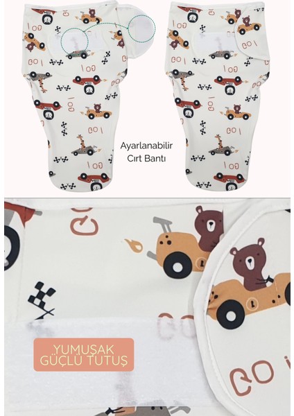 Erkek Bebek Kundak | %100 Pamuk Bebek Uyku Tulumu 0-3 Ay Yenidoğan, Alt Fermuarlı Kolay Bez Değişimi