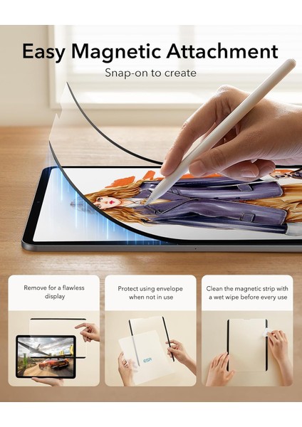 Ipad Air 4/5 Nesil 10.9 Inç Uyumlu Mıknatıslı Paper-Like Tablet Ekran Koruyucu - Tak Çıkar Nano Ekran Koruyucu