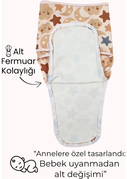 Organik Bebek Uyku Tulumu | %100 Pamuk Fermuarlı Kundak 0-3 Ay – Kolay Bez Değişimi İçin Özel Tasarım modelleri