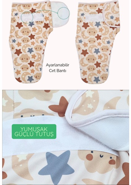 Organik Bebek Uyku Tulumu | %100 Pamuk Fermuarlı Kundak 0-3 Ay – Kolay Bez Değişimi İçin Özel Tasarım