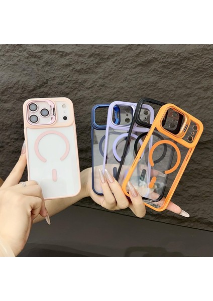 iPhone 17 Pro Max Kılıf Standlı Mika Magsafe Hassas Buton Metal Tuşlu + Kamera Lens Cam Hediyeli Set fırsatları