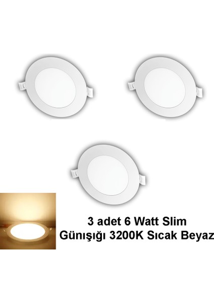 Slim Panel LED Sıva Altı 6 Watt 3 Adet