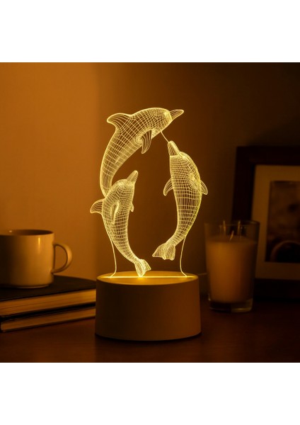 Dekoratif 3D Yunus Tasarımlı LED Gece Lambası fiyatları