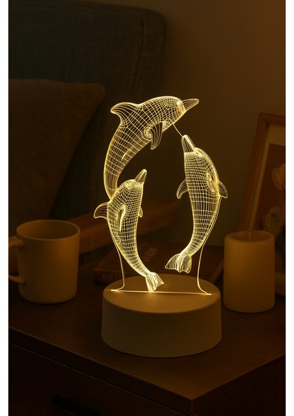Dekoratif 3D Yunus Tasarımlı LED Gece Lambası modelleri