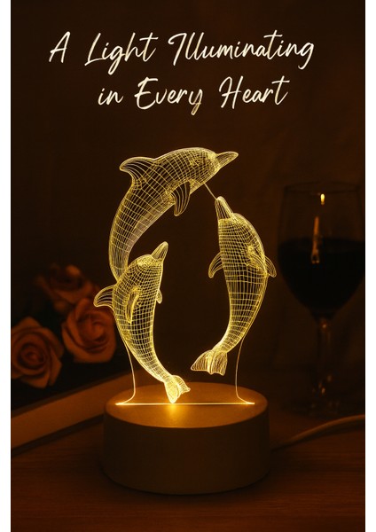 Dekoratif 3D Yunus Tasarımlı LED Gece Lambası fırsatları