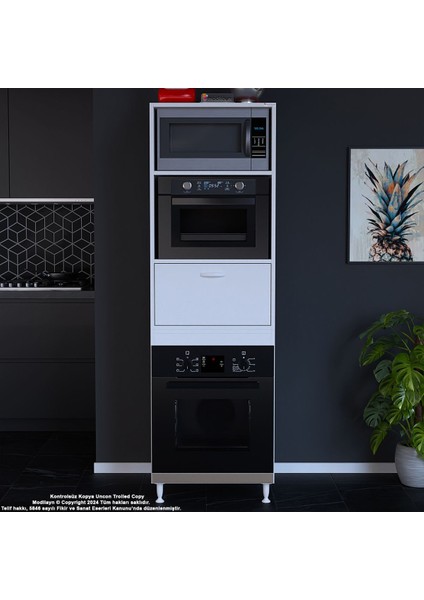 ELİT SİLVA 59,6 x 192,2 x 56 cm Ankastre Fırın 1 Kapaklı Ekmeklikli Dolap Çok Amaçlı dolap