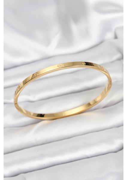 316L Çelik Gold Renk 65 mm Ince Kadın Kelepçe Bileklik