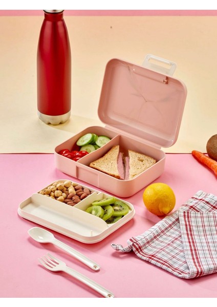 5 Bölmeli Kaşıklı ve Çatalı Beslenme Saklama Kabı – Bölmeli Öğle Yemeği Kutusu
