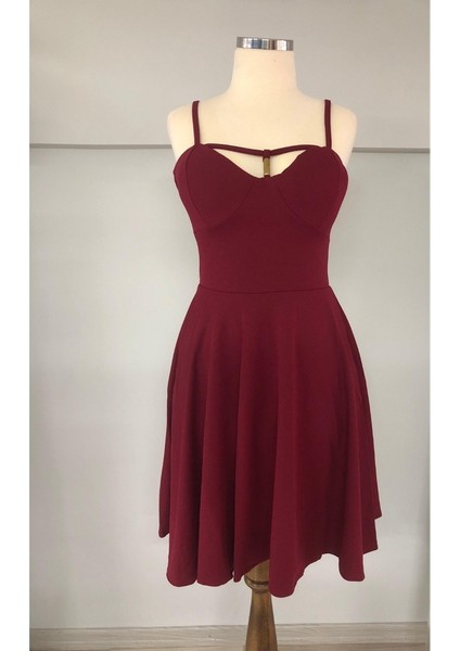 Askılı Model Krep Kumaş Kadın Mezuniyet Elbisesi